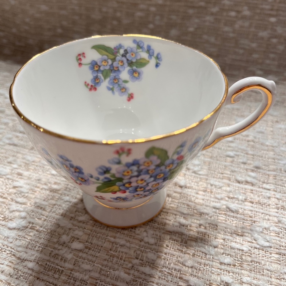 Tuscan Fine English Bone China Forget Me Not Teacup ONLY Gold Trim